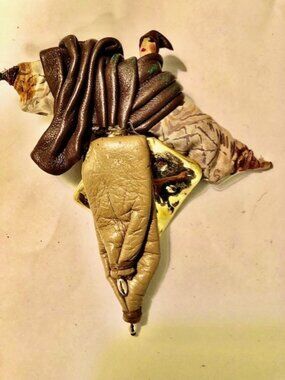 Statement Wearable Art Brooch in Mixed Materials and Gold Details, One‑of‑a‑Kind